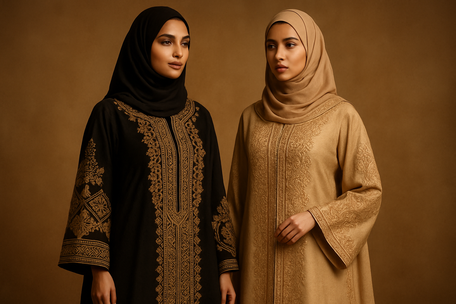 Moroccan women wearing handwork Abaya/Hijab