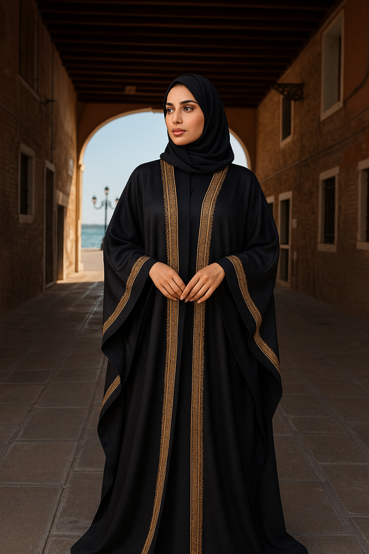 Bisht Abaya - Golden trim